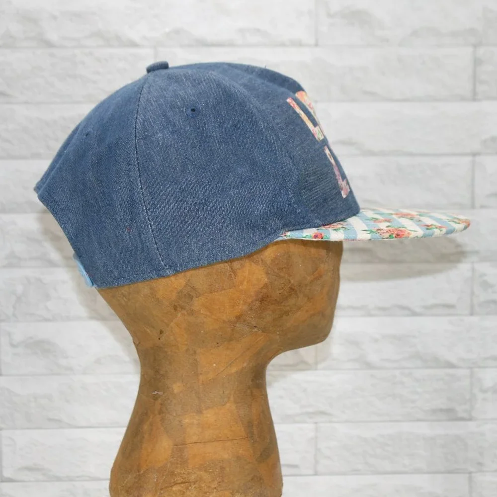 Hat Denim Love Life Floral Trucker Baseball Cap 6 Panel Feminine